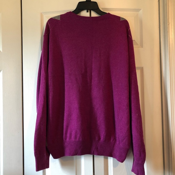 Peter Millar 100% Cashmere Argyle V-neck Sweater L - Picture 2 of 4